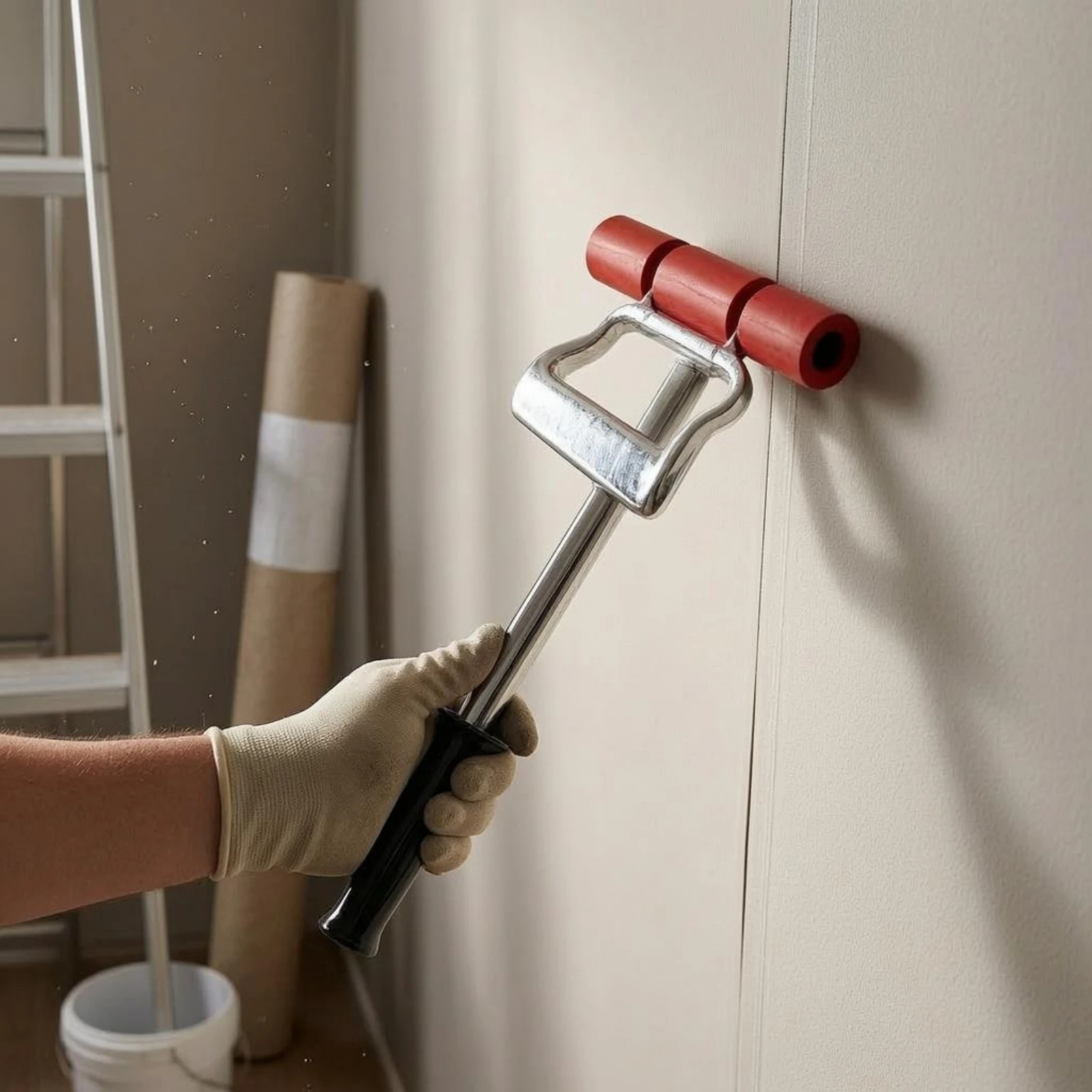 Telescopic Floor Roller Metal Shaft Adjustable Length Roller for Home Renovation, Interior Wall Work