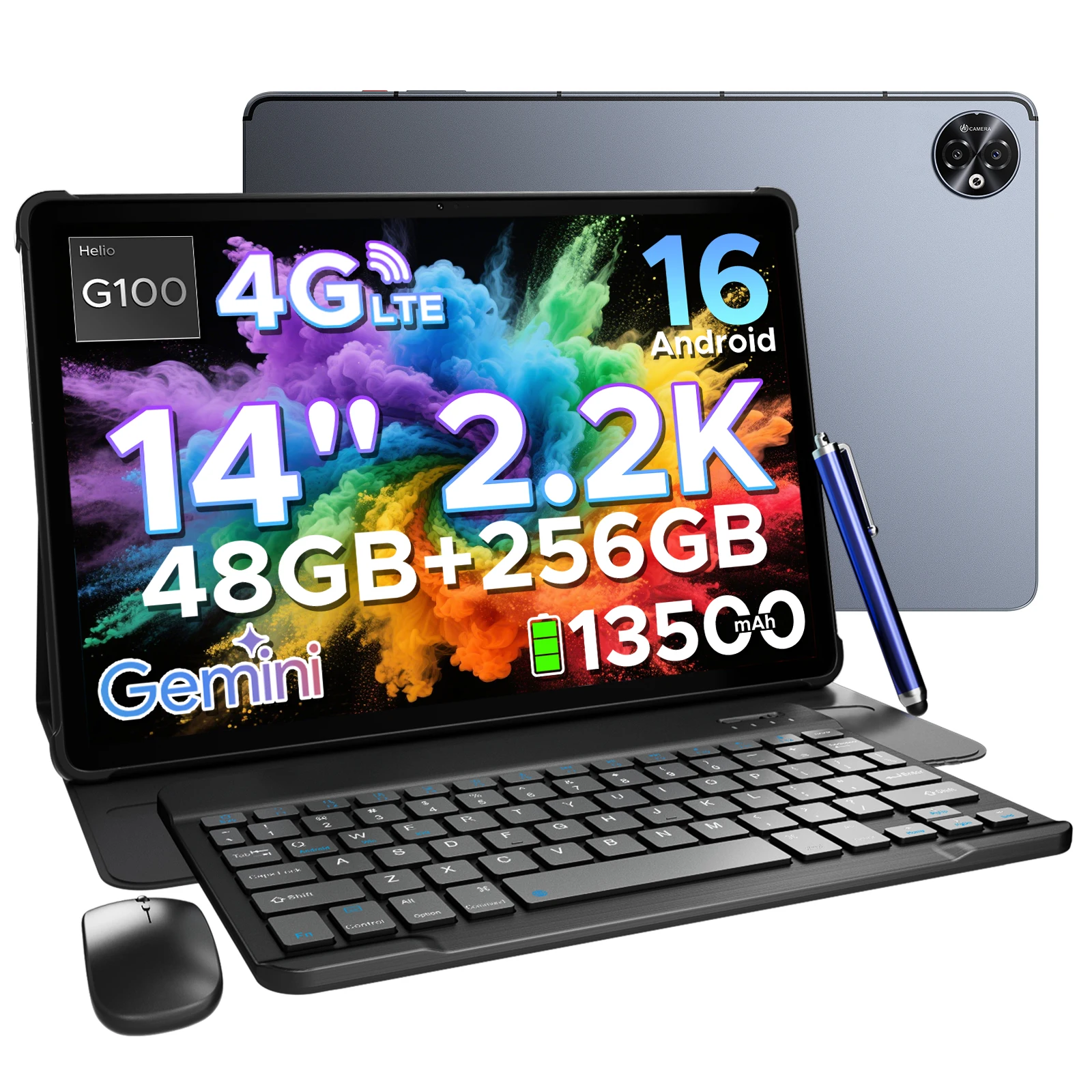 DOOGEE Tab E3 Max 2-in-1 Tablet PC Android 16 Gemini AI 14'' 2.2K Scherm 48GB (8+40) RAM 256GB ROM 13500mAh Batterij Smart Pads