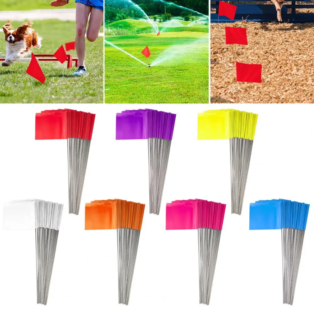 Outdoor Boundary Flags 100pcs Waterproof Pvc Landscape Flags for Lawn Marking Non-fading Sprinkler for Garden for Landscaping