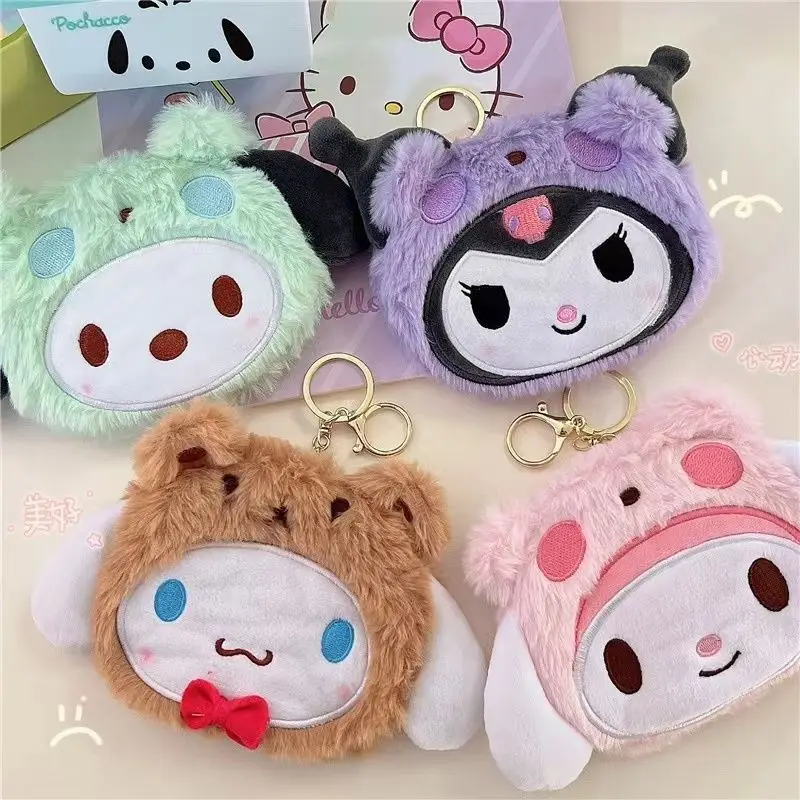 

New Kawaii Sanrioed Cinnamoroll Kuromi Plush Pencil Case Large Capacity Cute Pochacco Stationery Cosmetics Storage Bag Supplies