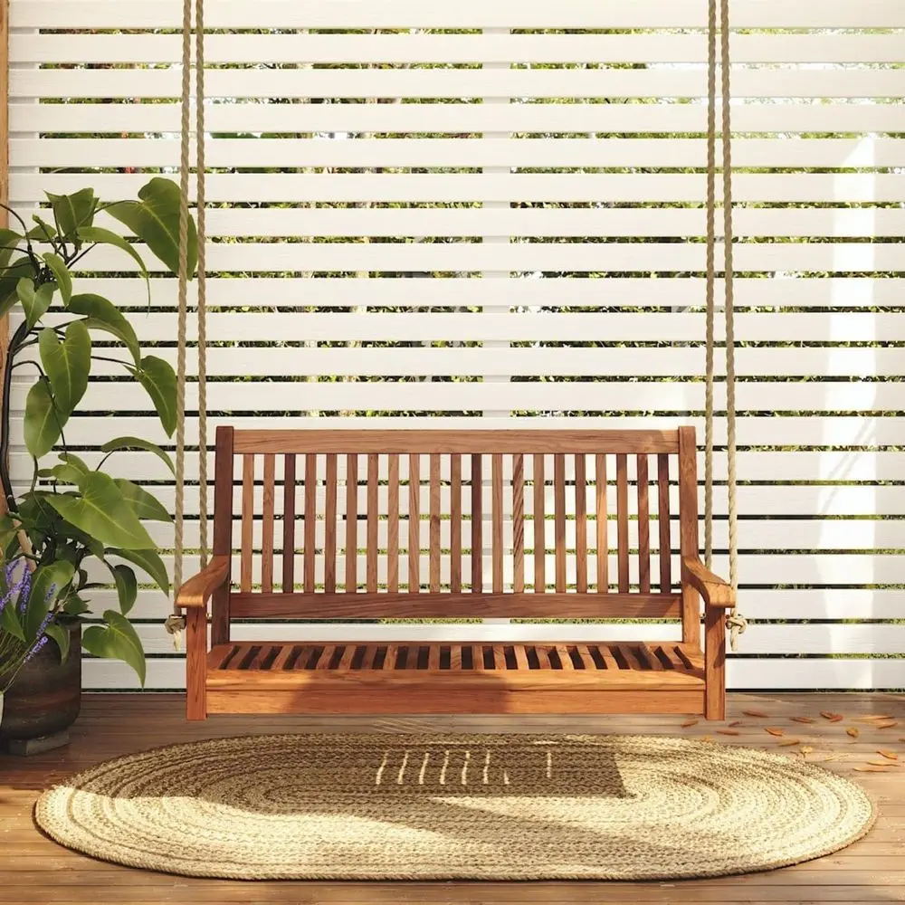 

Hayden 4 oot Wooden Porch Swing in Natural Oil inish - Outdoor Bench Swing Crated rom Naturally Weather-Resistant Acacia Wood