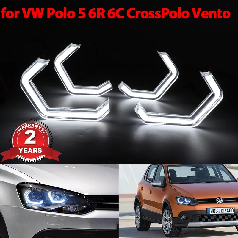 

For Volkswagen VW Polo 5 6R 6C CrossPolo Vento Car Accessories Concept M4 Iconic Style LED Angel Eyes rings