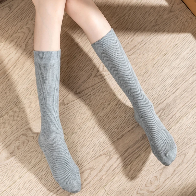 5-Pair Pack Women's Solid Color 100% Wool Calf Socks 35cm Mid-Calf Warm Comfortable Elastic Socks for All Seasons