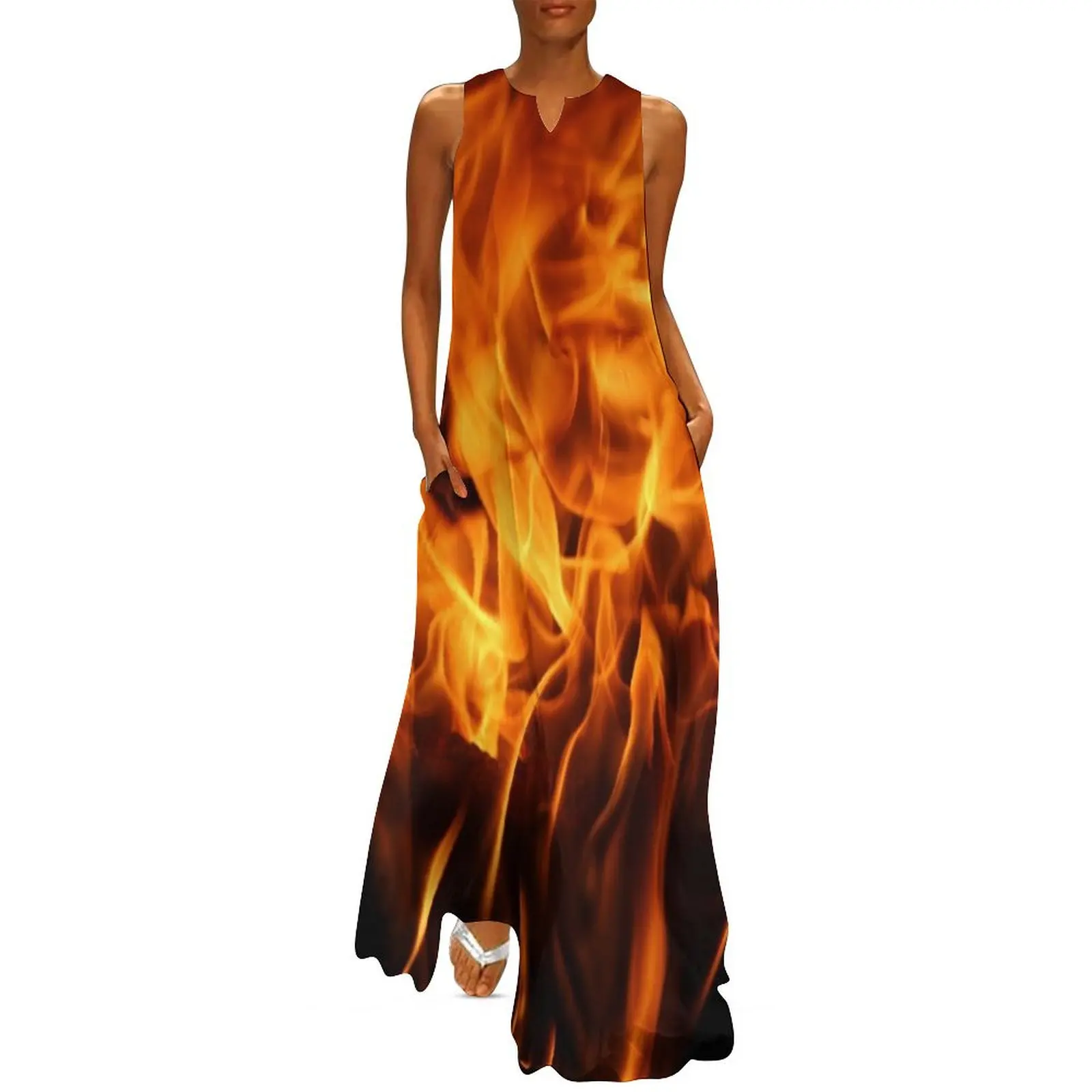 

Fire flames Long Dress women dress Women"s dresses long dresses for women