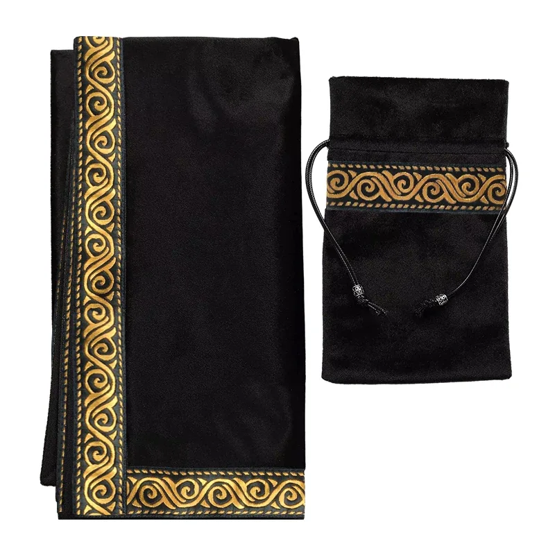 New 2PCS/Lot Velvet Tarot Tablecloth with Bags Flocking Fabric Beautiful Stone Tarot Board Game Accessories By Hand