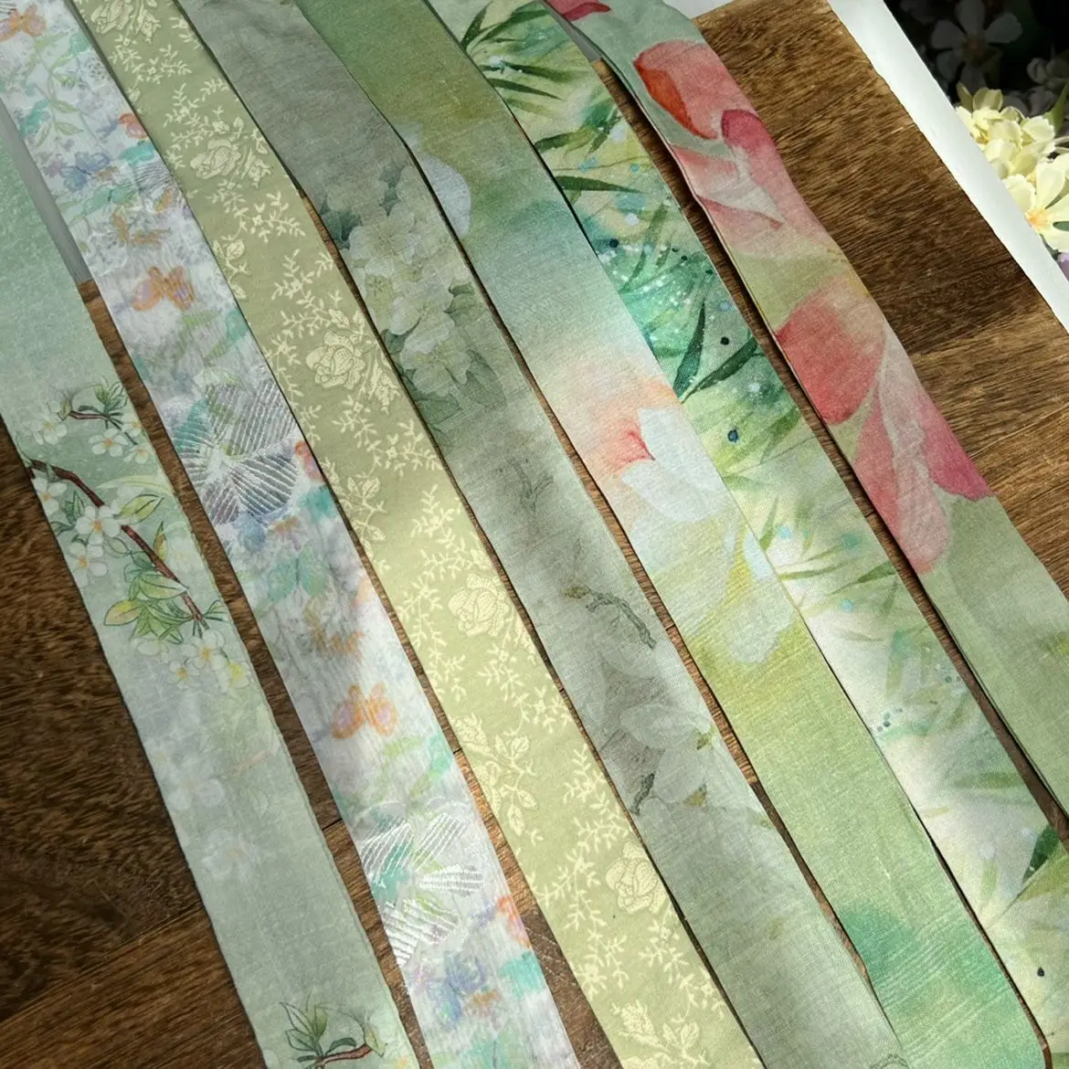 

Versatile Green-Toned Hanfu-Printed Headband Women's Fashionable Silk Scarf Classic-Style Hair Tie with Ponytail Strap