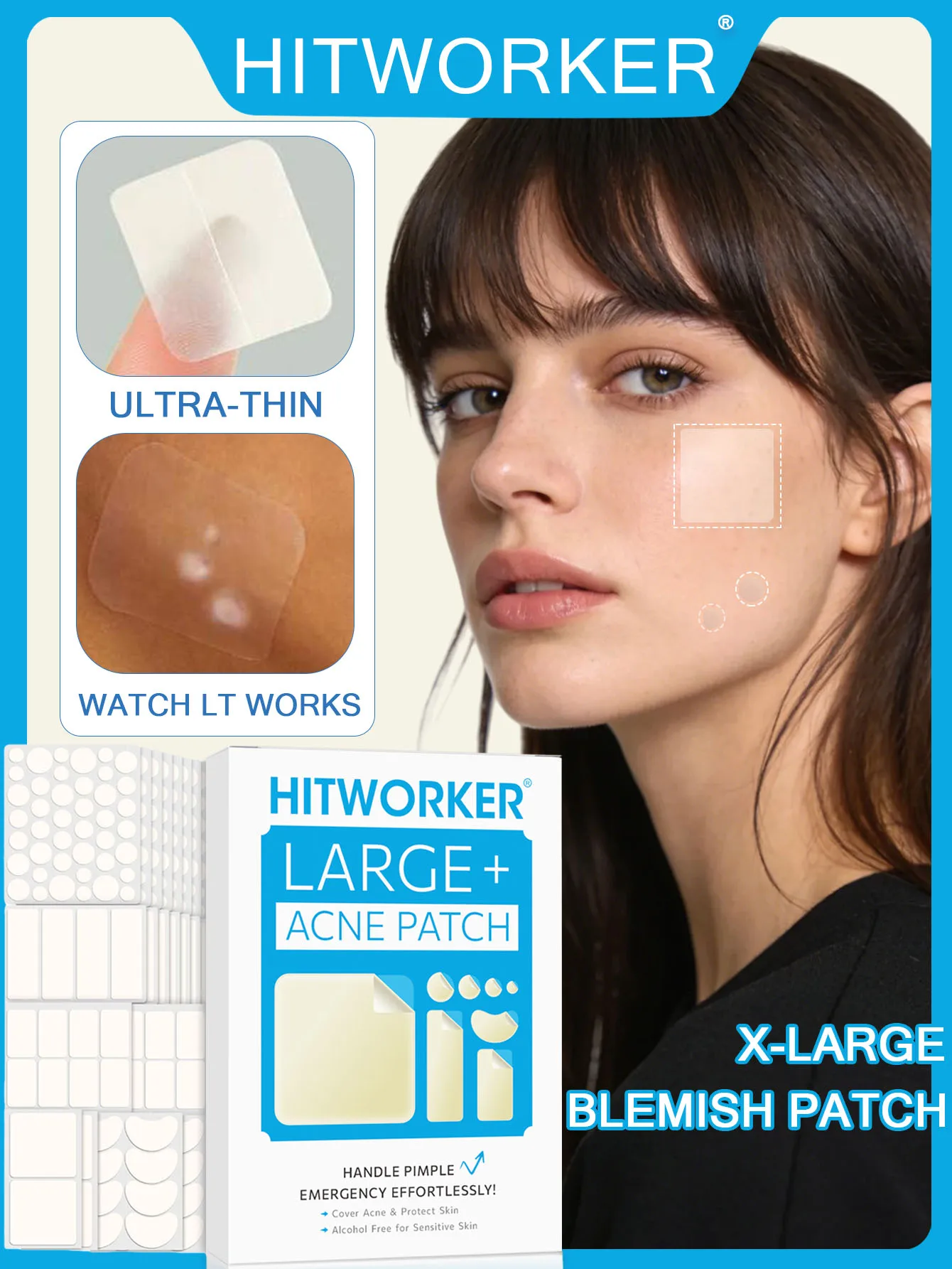 Parche hidrocoloide para el acné, esencia para el cuidado de limpieza facial, accesorio de herramienta, invisible e impermeable, adecuado para todo tipo de piel