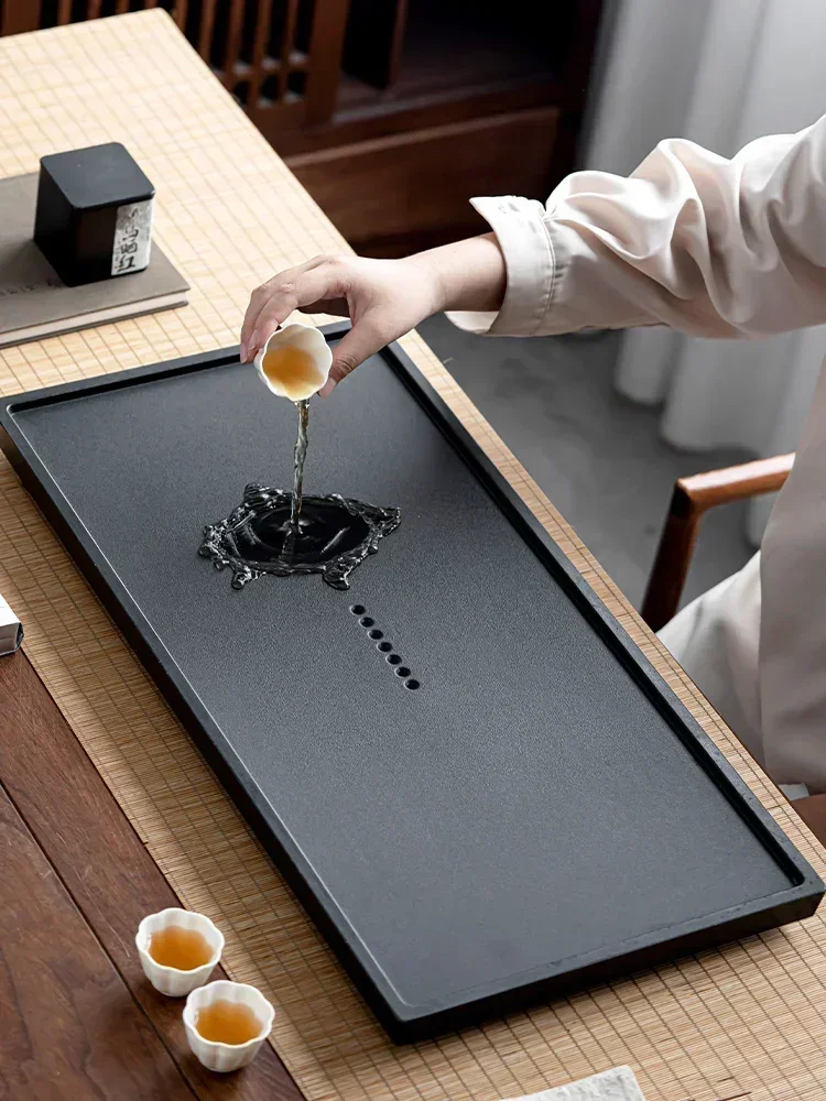 Sell like hot cakes Wujin porcelain stone tea tray for household use, 2024 new high-end rectangular tea set