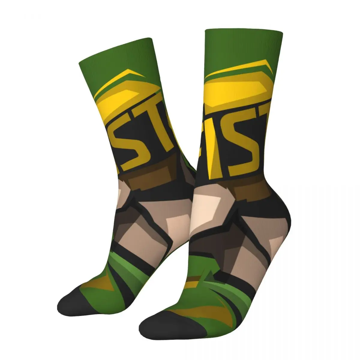 

Funny Crazy Sock for Men Green Hip Hop Vintage Marvels Iron Fist Happy Seamless Pattern Printed Boys Crew compression Sock