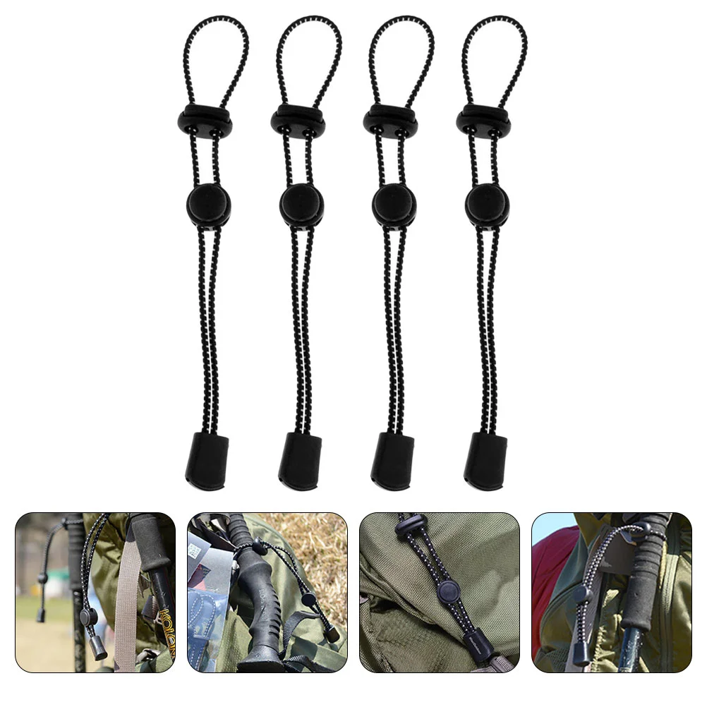 4 Pcs Buckle Elastic Rope for Camping Hiking Stick Strap Walking Sticks Lanyards