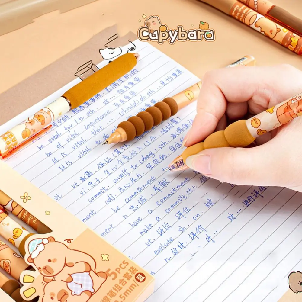 

5pcs Cartoon Blue Ink Erasable Pens 0.5mm INS Erasable Gel Pen Cute Aesthetic Neutral Pen Student Supplies