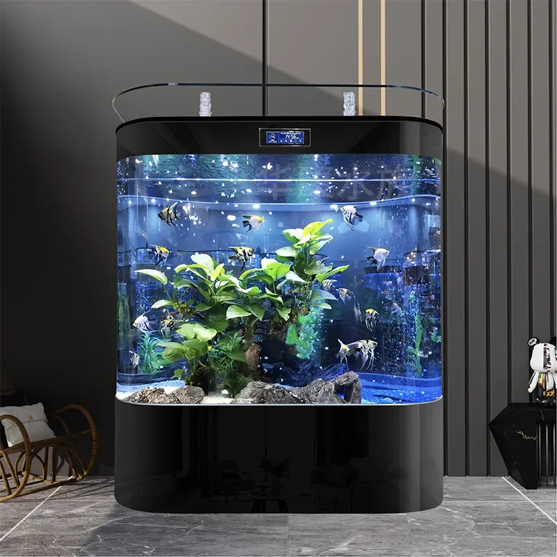 

Ll Fish Tank Living Room Household Small And Medium-sized Double Round Against The Wall Large Back Filter Ecological Landscaping