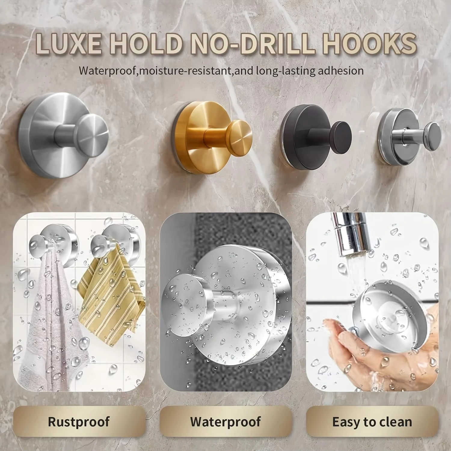 4pcs Heavy Duty Suction Cup Hooks for Shower, Bathroom, and Kitchen - No Drill Wall Mounted Towel Hooks with Vacuum Technology view 2