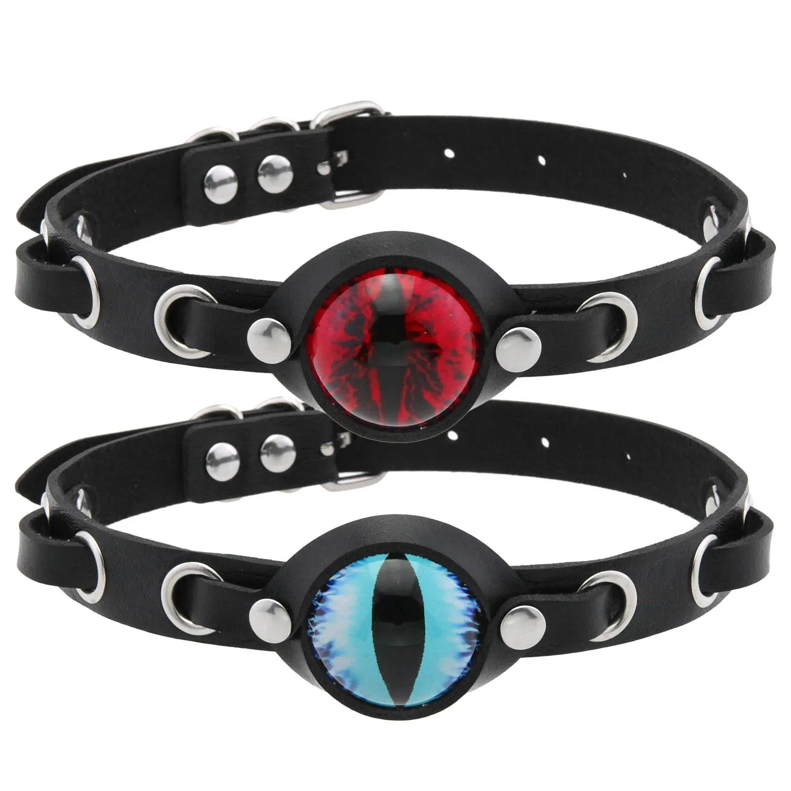 Punk Gothic Personality Fashion Exaggeration Charm The Eye of the Devil Multicolored Leather Stainless steel Necklace