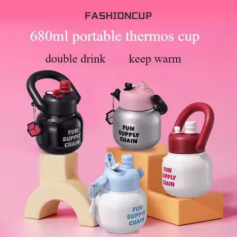 680ML, stainless steel, outdoor insulated bottle cup, large capacity, portable sports caravan water cup water bottle