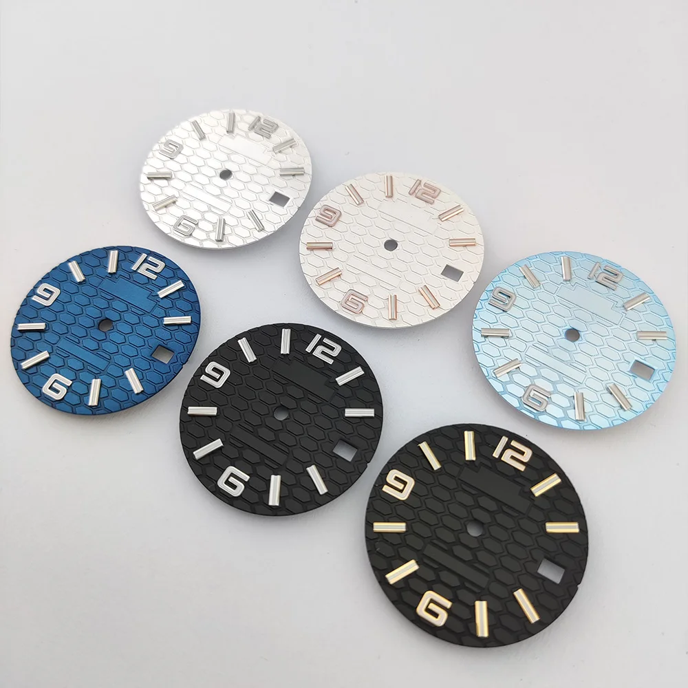 

Циферблат для часов, синий, светящийся, NH35, аксессуары для самостоятельной сборки часов, подходит для механизмов NH34/NH35/4R/7S, циферблат для часов 28,5 мм, циферблат NH35