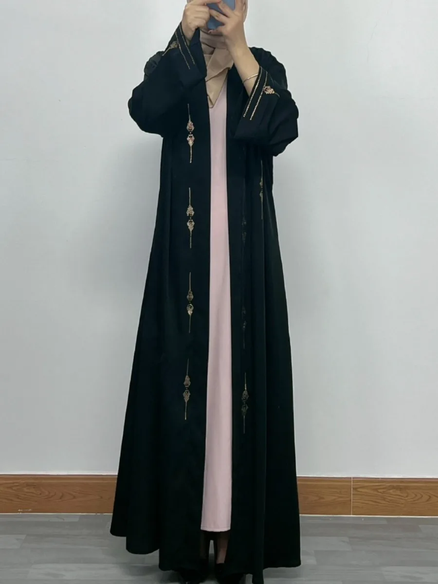 Women Eid Muslim Abaya Modest Long Robe Pearls Loose Ramadan Morocco Dubai Cardigan Diamonds Abayas Kaftan Vestidos Arab