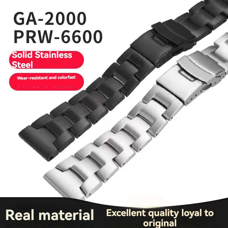 23 مللي متر 24 مللي متر حزام ساعة من الفولاذ الناعم لساعة كاسيو PROTREK PRG-600 \ 650 PRG-6600 / 30 / 50 / 60 / 70 سوار معصم معدل
