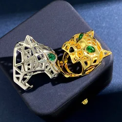 High Quality New Style Green Crystal Eyes Leopard 18K Gold Color Plated Rings For Women Fashion Jewelry LR049