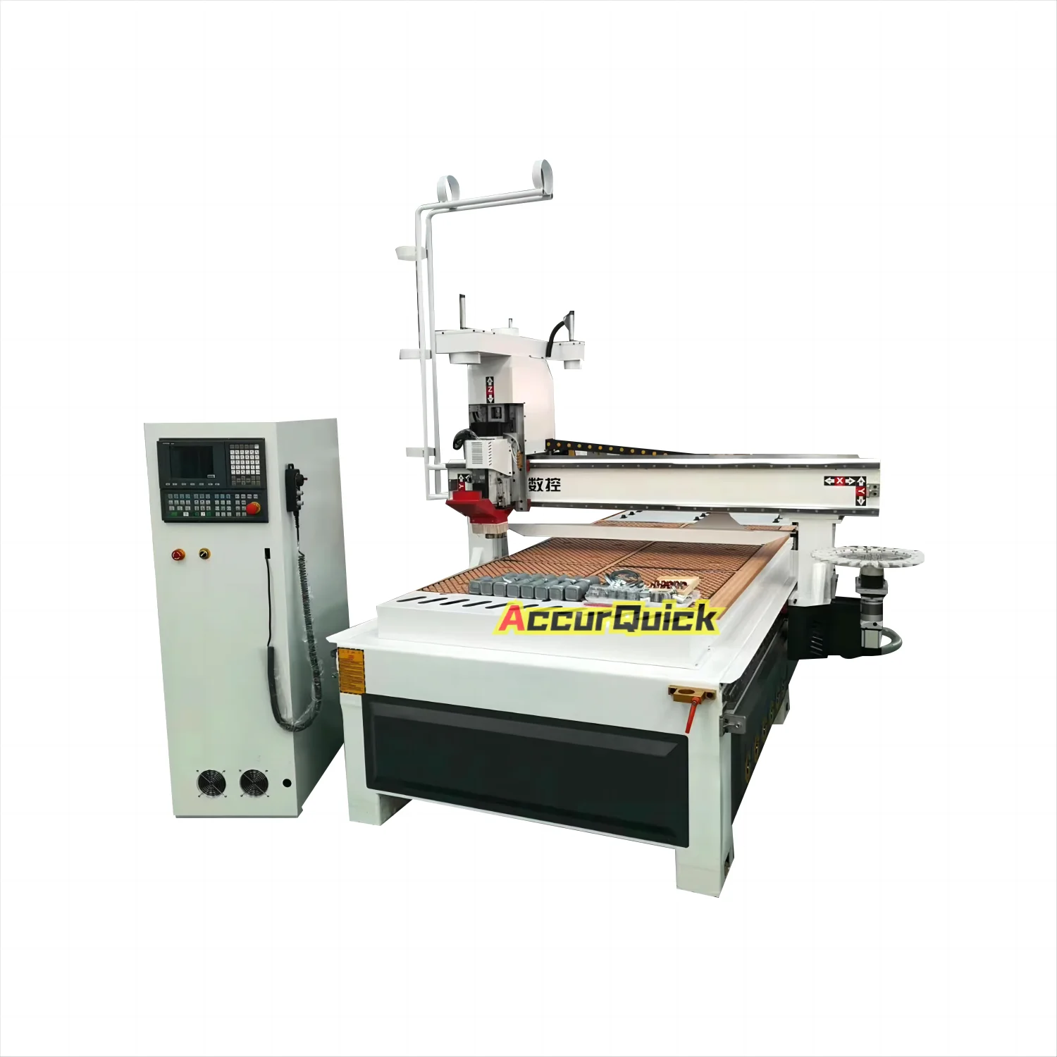 Centro de processamento de madeira resistente 9KW Roteador CNC MDF de madeira com sistema de troca automática de ferramentas