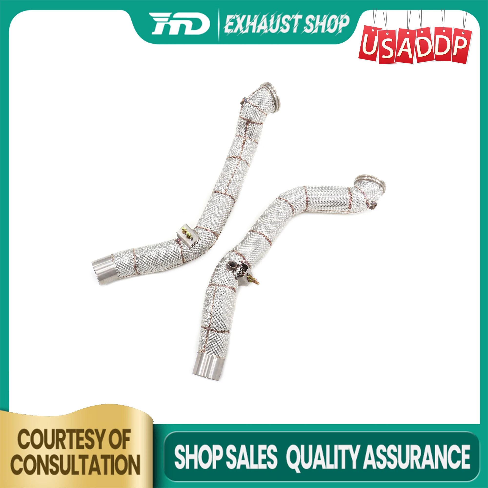 

Exhaust system for Maserati Ghibli SQ4 3.0T SS304 Downpipe Heat shields High performance with/without catalyst