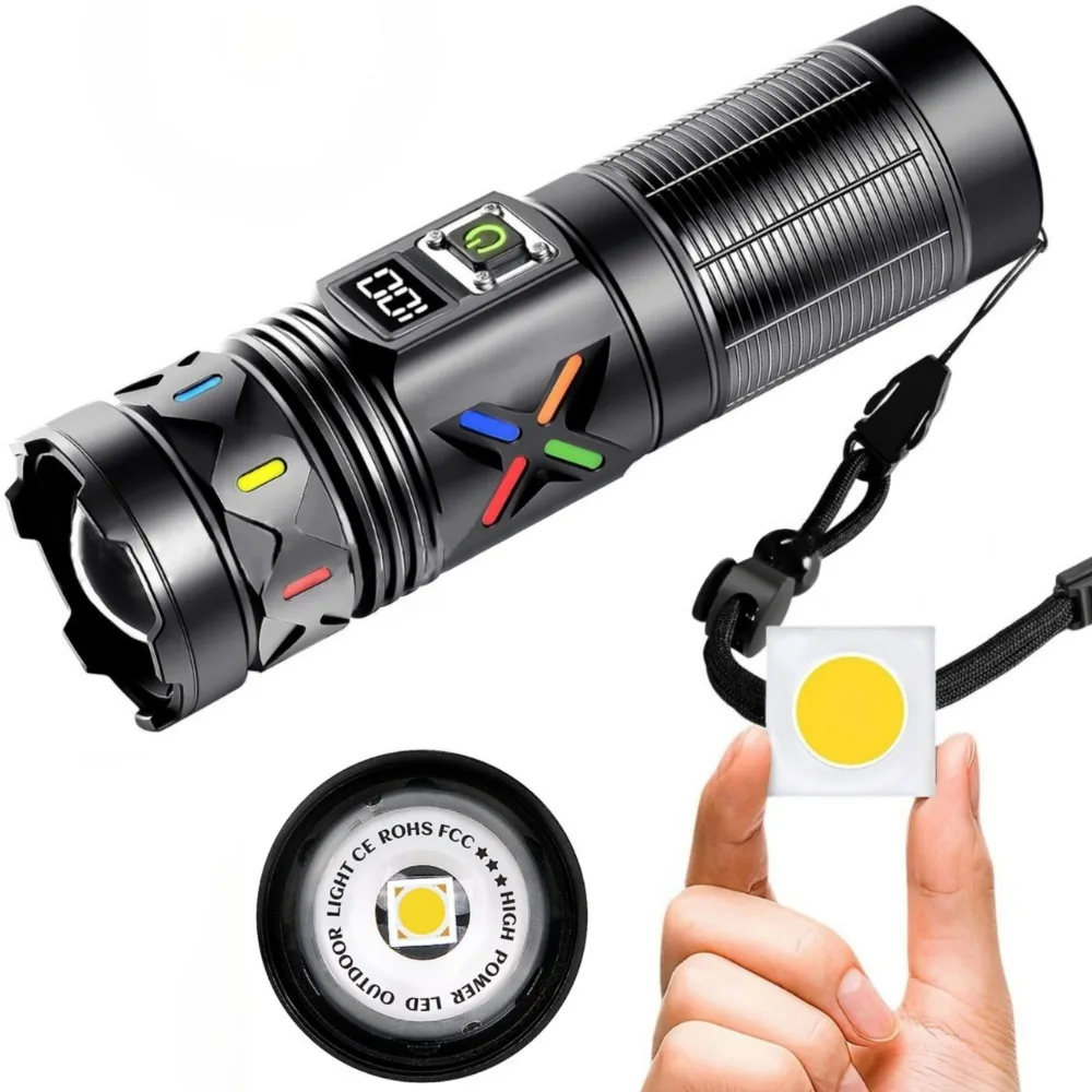 High Power LED Flashlight Rechargeable Zoomable Waterproof Hand Lamp Household Torch For Night Hunting Patrol Emergency Repair