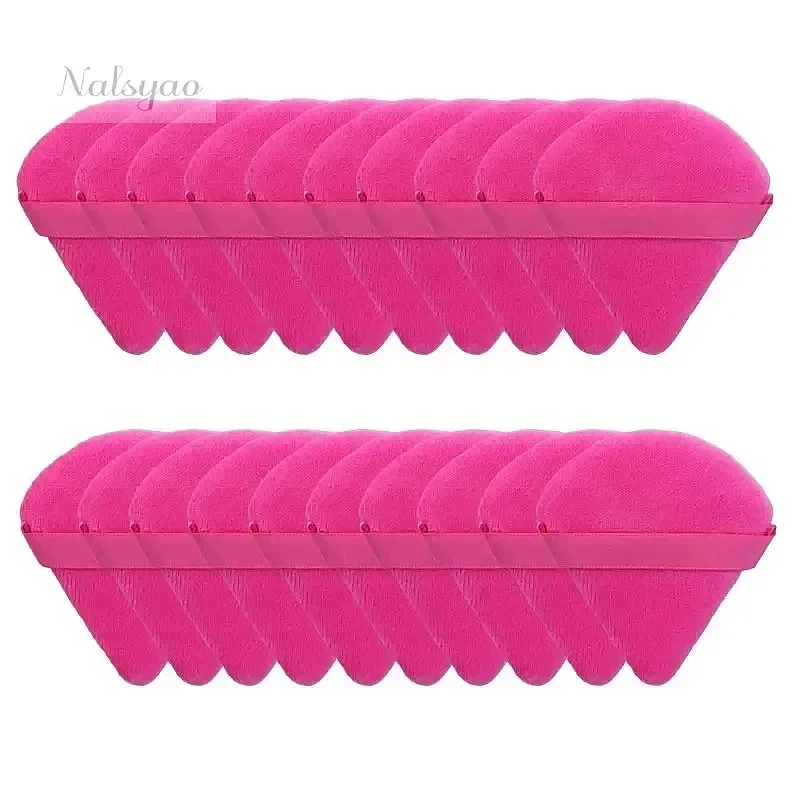 10/20Pcs Triangle Velvet Powder Puff Pizza Shape Mini Face Makeup Sponge Washable Lightweight Cosmetic Tool