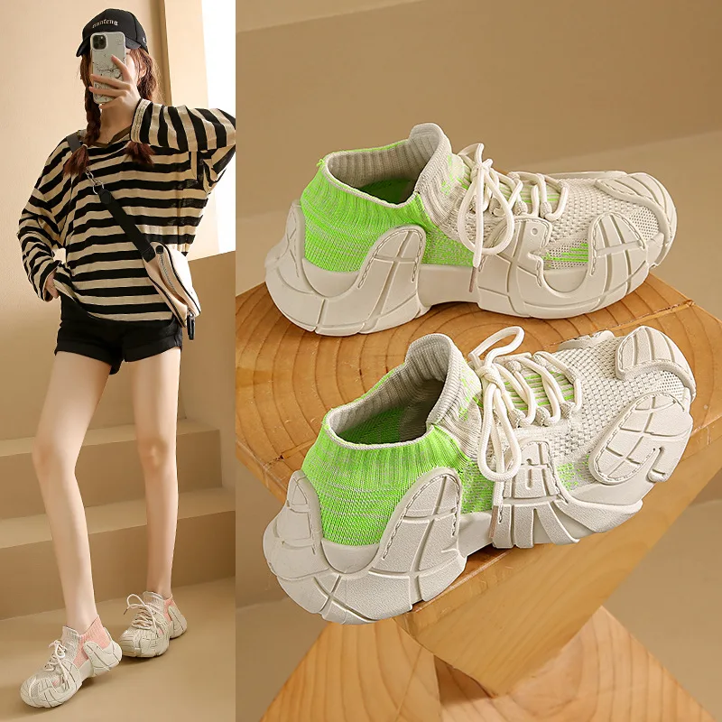 

Women's Athletic Running Shoes with Enhanced Sole Cushioning and Ventilated Mesh Panels Thick Sole Design for Trendy Comfortable