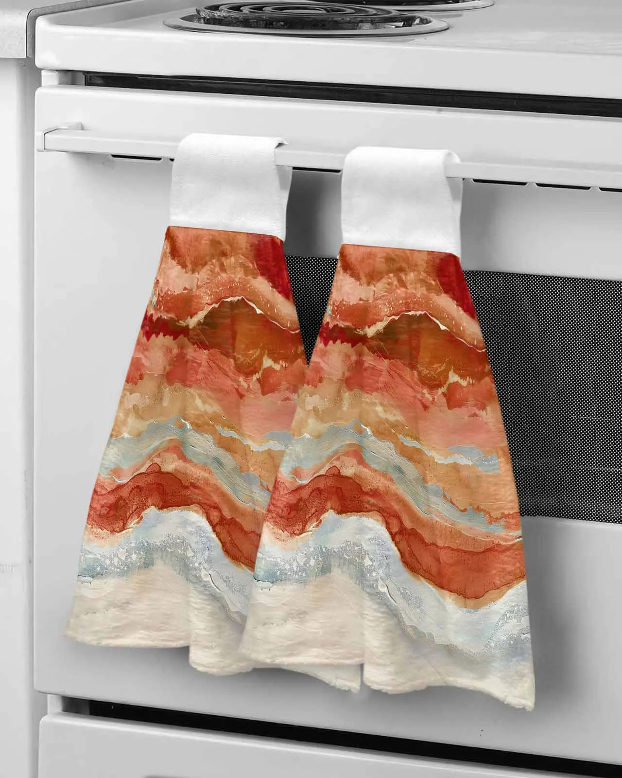 Ocean Waves Beach Gradient Abstract Orange Towel Cleaning Cloth Microfiber Soft Household Super Absorbent Dish Washing Cloth