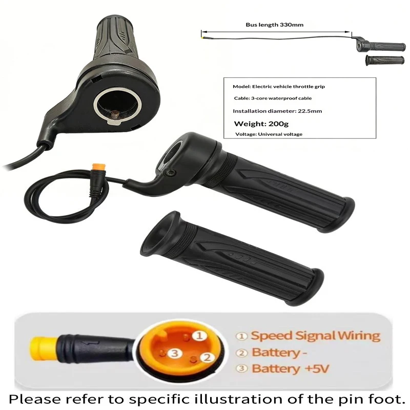 1 Pair 20X Scooter Speed Throttle Handle 12V To 72V For 22.2mm Handlebar Electric Bike Throttle With 3 Pin Waterproof Connector