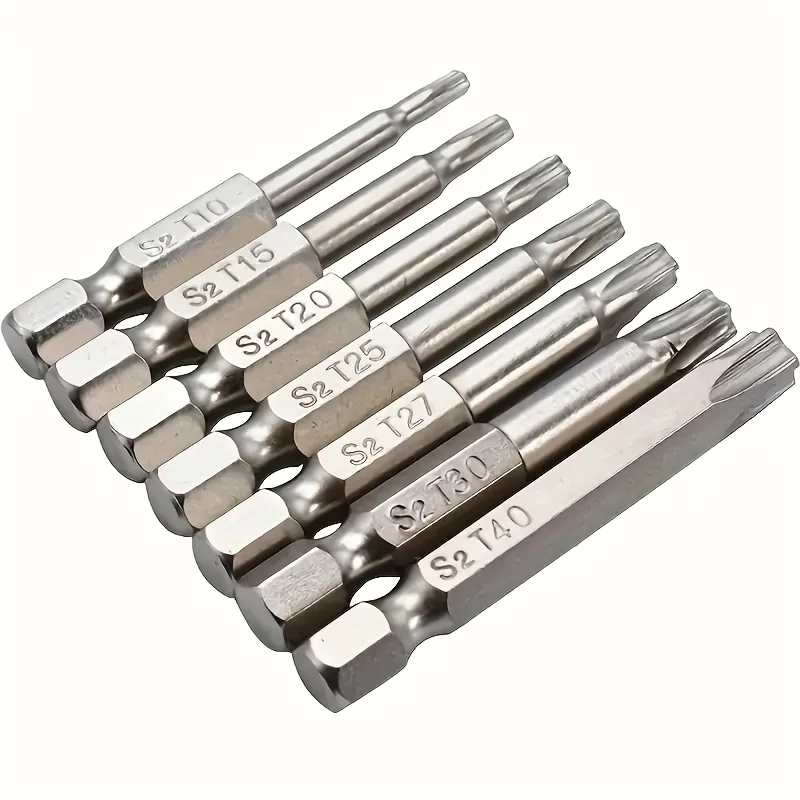 7-Piece Set of Nickel-Plated Five-Star Bits with Holes, Household Special-Shaped Screwdriver Bits