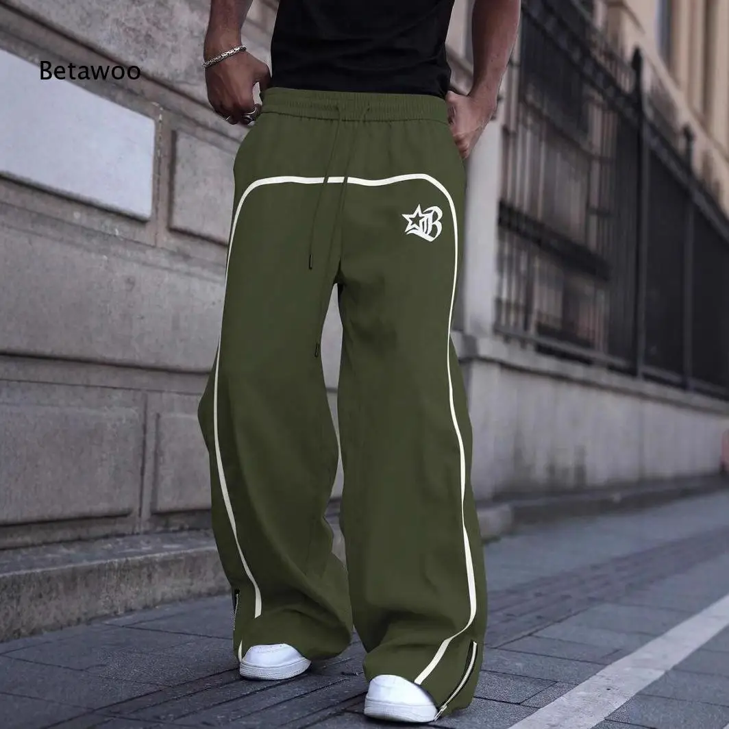 Streetwear Baggy Pants with Elastic Waist and Star Logo Print