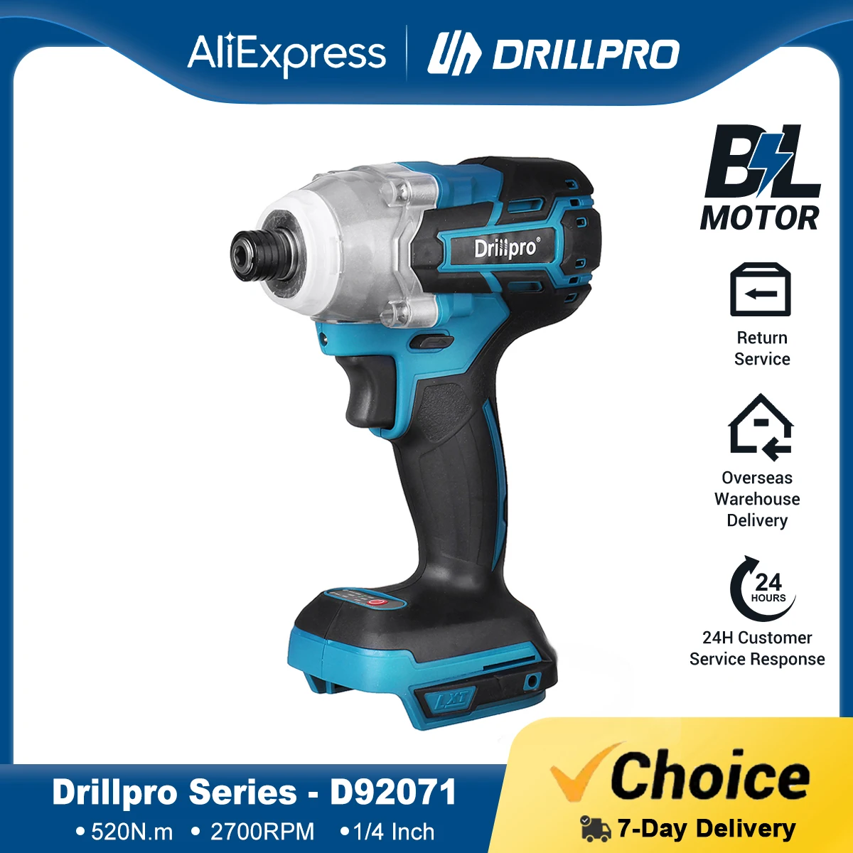 Drillpro 18V 1/4 Inch Cordless Electric Screwdriver Speed Brushless Impact Wrench Drill Driver Power Tool For Makita 18V Battery