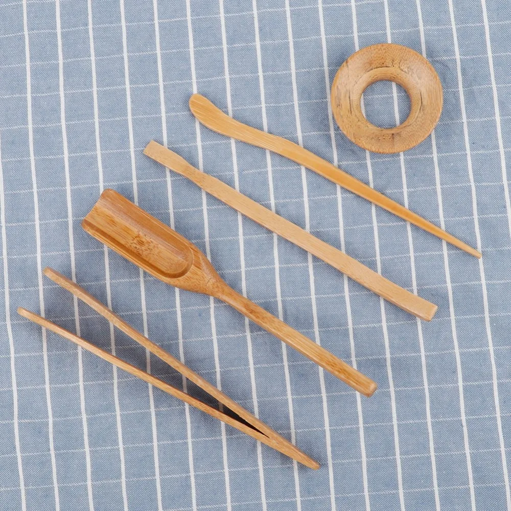 5 pcs set Bamboo Material Gongfu Tea Set Nature Tools Portable Tools Tea Accessories Complete Kit Tea Shovel Tea Leaks