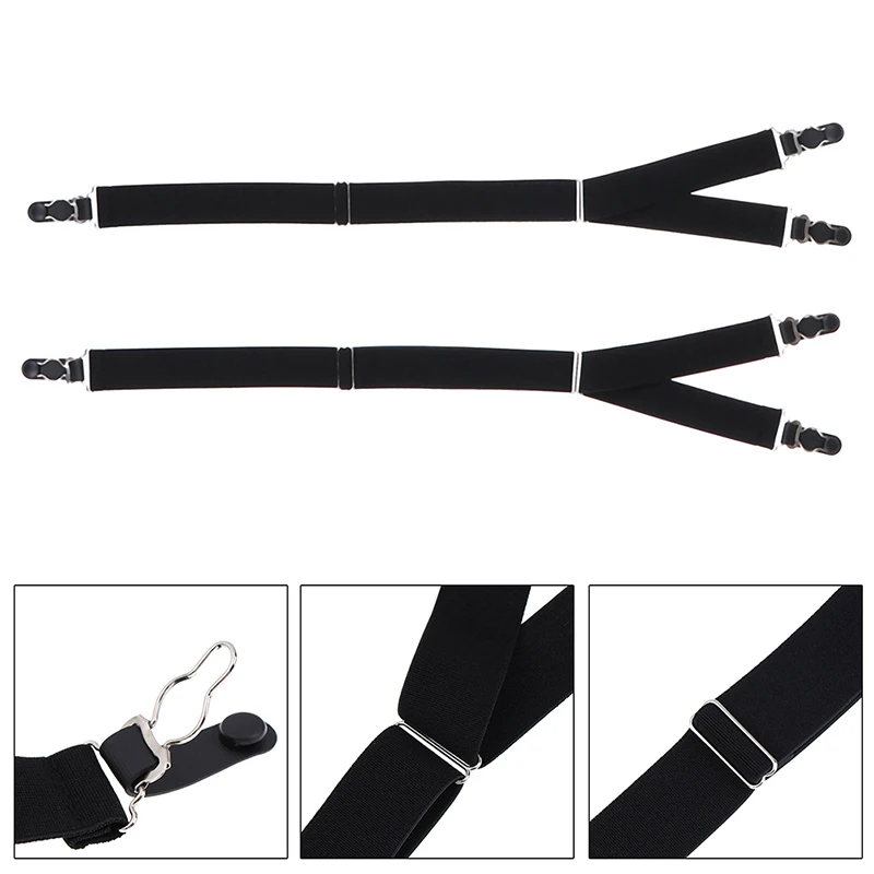 Mens Fashion Shirt Stays Garters Y Shape Military Adjustable Elastic Shirt Holders Straps Sock Non-slip Clamps Leg Suspenders