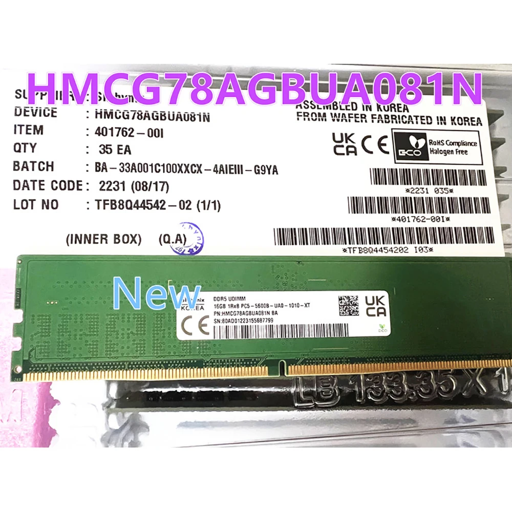 aa ba a die para sk hynix ram 16gb 16g ddr5 5600b pc55600b ua0 memoria novo hmcg78agbua081n 01