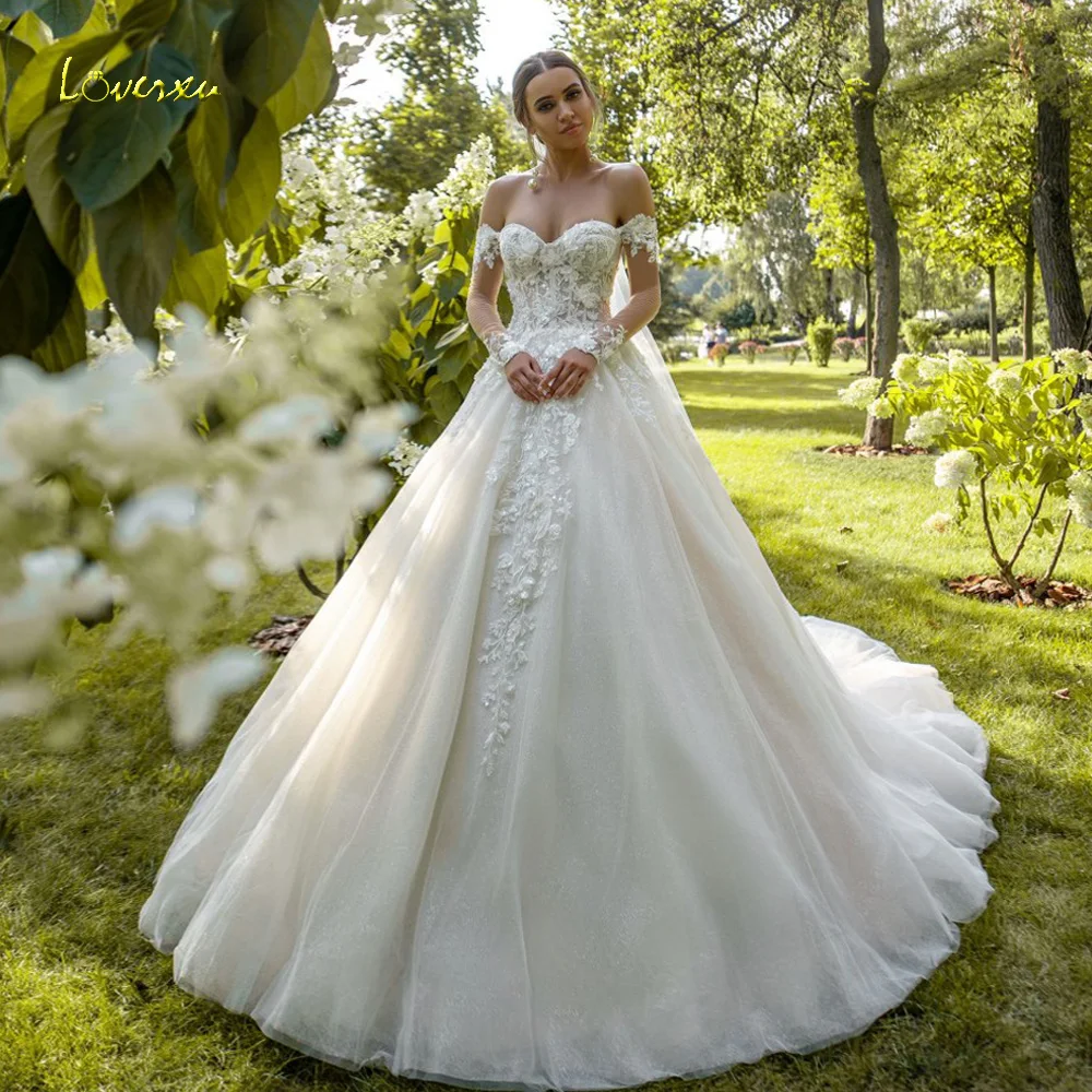 

Loverxu Ball Gown Wedding Dresses 2024 Sweetheart Off The Shoulder Princess Vestido De Novia Beaded Appliques Bridal Gowns