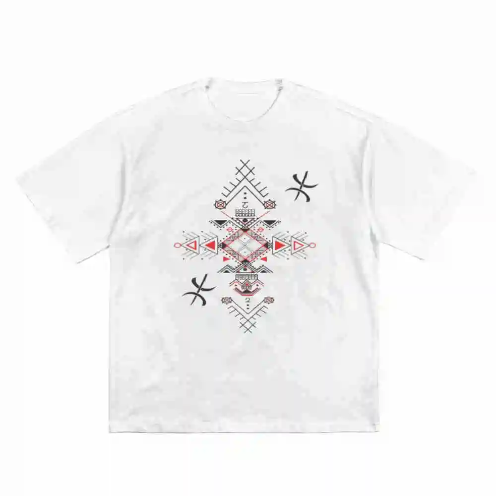 Amazigh Kabyle Berber Tribal Print Short Sleeve Tee 100% Cotton T-Shirt