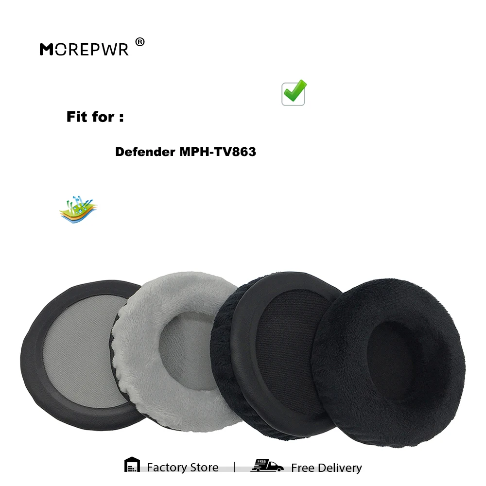 

Morepwr New Upgrade Replacement Ear Pads for Defender MPH-TV863 Headset Parts Leather Cushion Velvet Earmuff Sleeve Cover