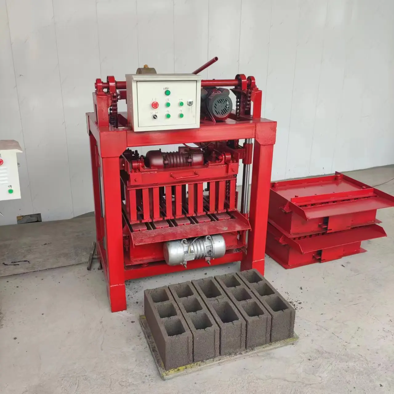 Motor-Driven Automatic Concrete Brick Machine, Easy Operation Hollow Block And Paving Brick Making Device