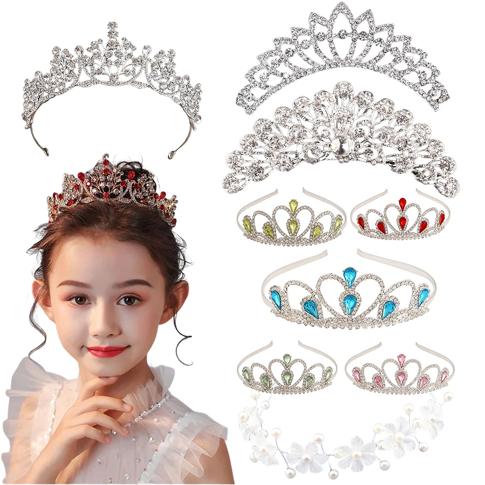 Princesa meninas casamento nupcial cristal coroa prata diadema véu tiaras acessórios do cabelo do casamento liga headpieces cabeça jóias