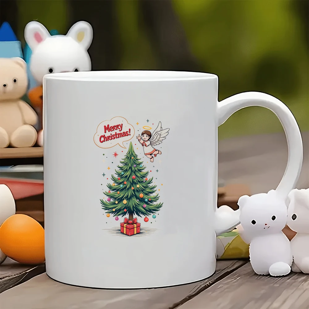 

11oz Christmas Themed Mug + Cartoon Angel Girl Cup Christmas Gift Merry Christmas Essential for Family Office