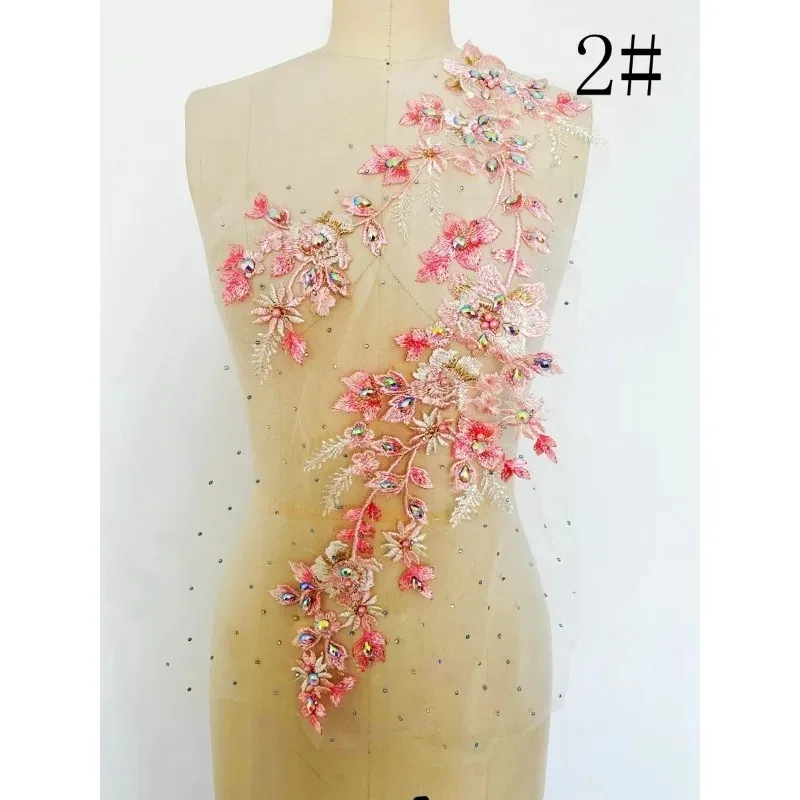 Multi Color Fashion Embroidery Lace Nail Beads Diamond Decal Patches,Clothing Design Floral Accessories,Handmade DIY Accessories