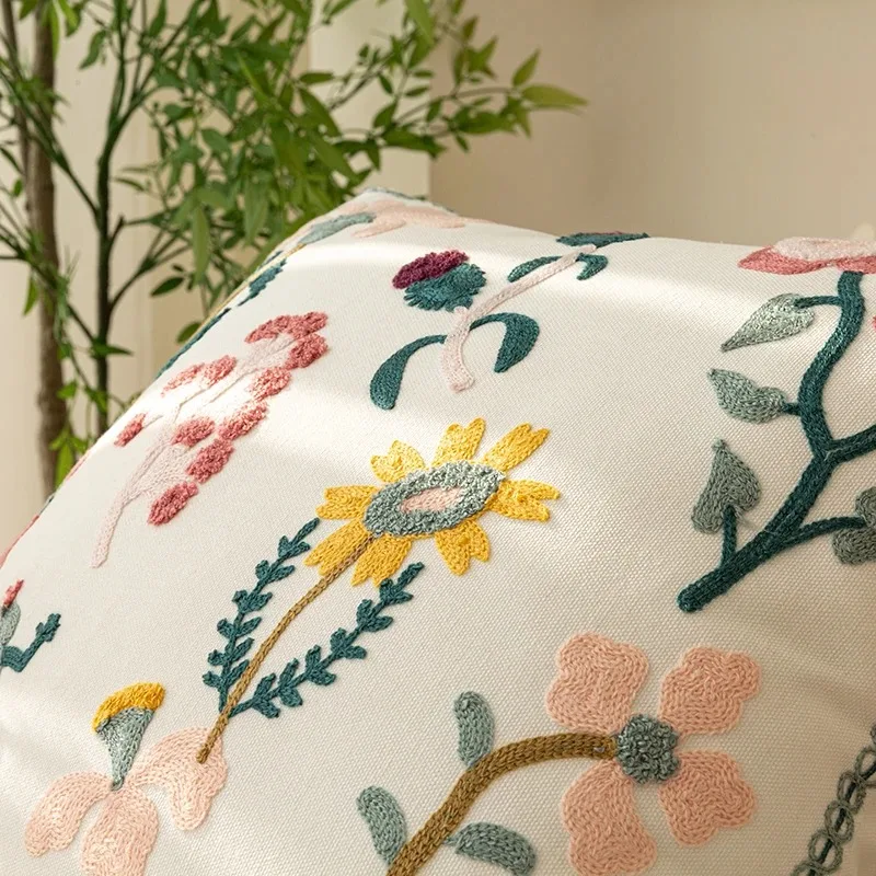 Schicker, floraler, geometrischer Kissenbezug, Stickerei-Kissenbezug für Wohnzimmer, weicher Kissenbezug, Sofa-Dekoration, 45 x 45 cm – Detail 6