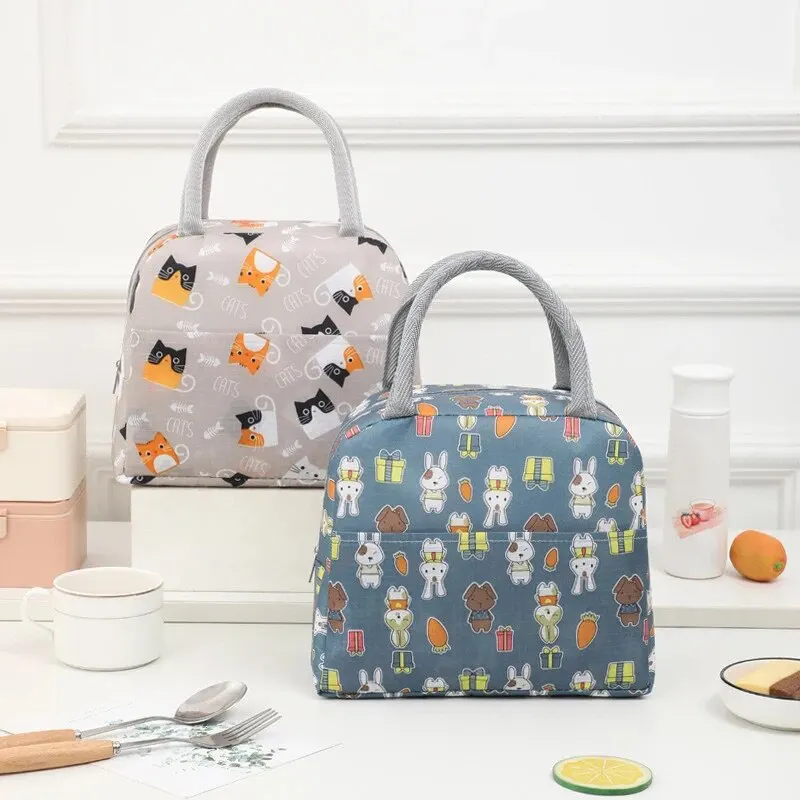 Cartoon Cute Portable Tote Lunch Box Bento Box Animal Pattern Lunch Bag Insulated Food Bag Lunch Box Bag Picnic Bag