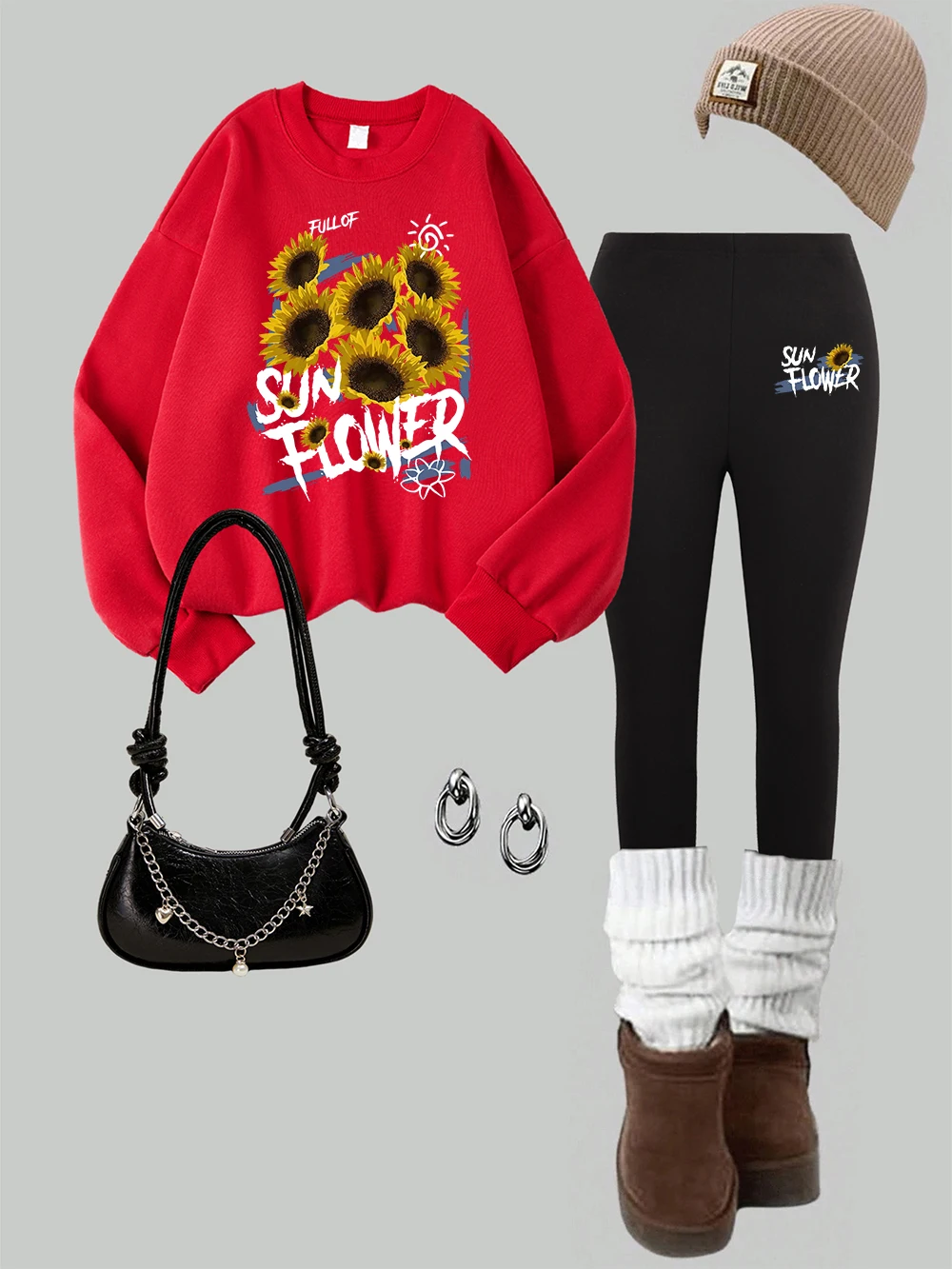 

Женские толстовки с принтом подсолнечника, комплект леггинсов, осенние теплые штаны с капюшоном, уличная повседневная женская одежда