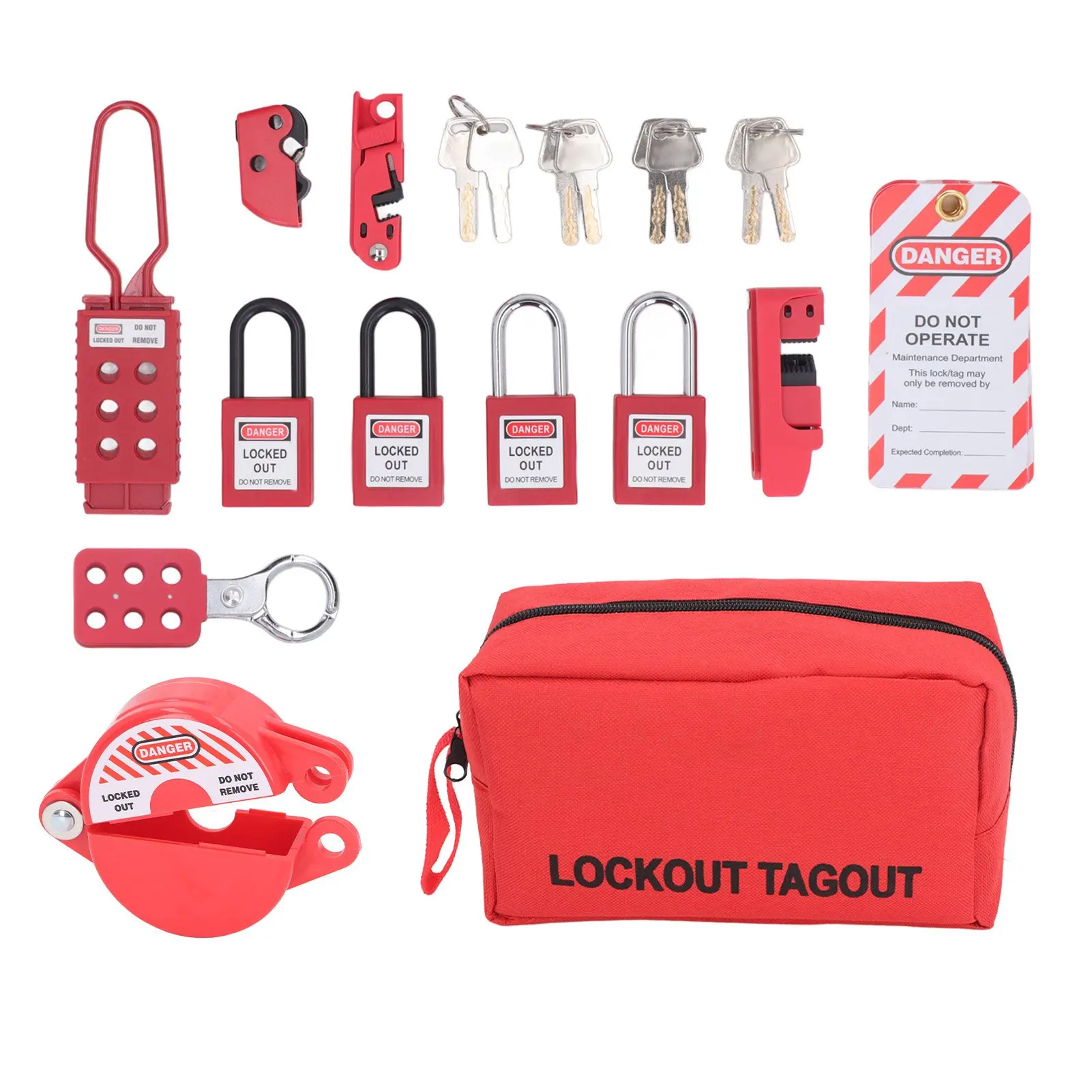 Electrical Lockout Tagout Kit Multifunctional Safety Lockout Padlocks Kit for Mechanical Electrical Equipment