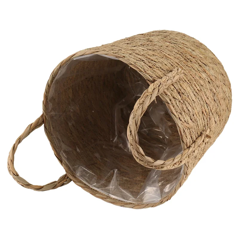 【Must-Haves】1 PCS Plant Pots Seagrass Planter Basket Flower Pot Cover Woven Plant Container Vase Wicker Trash
