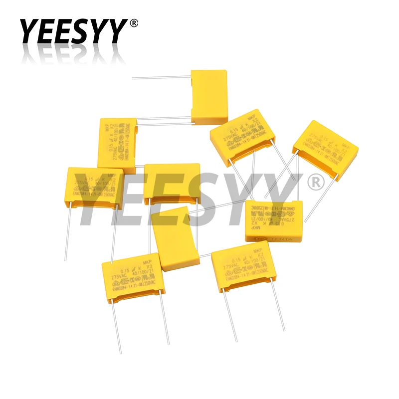 10pcs 275VAC X2 Safety capacitor 275V 10mm 15mm 22.5mm 27.5mm 0.022UF 0.047UF 0.1UF 0.22UF 0.47UF 0.68UF 1UF Polypropylene film