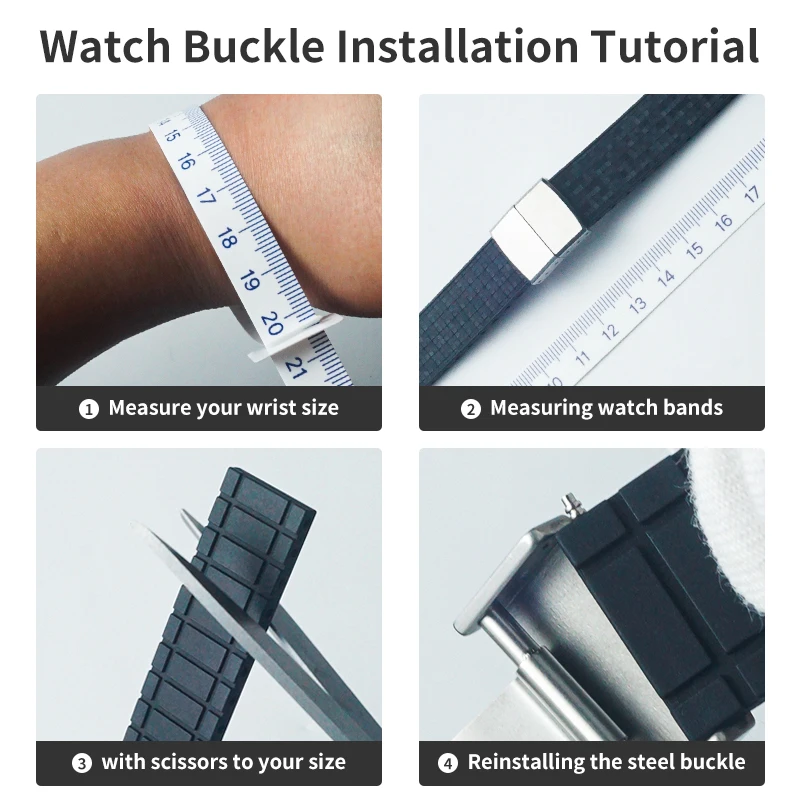 Luxury CTS Series FKM Rubber Watch Band for Rolex Datejust/Submariner Cartier 20mm 22mm  With Folding Buckle Waterproof